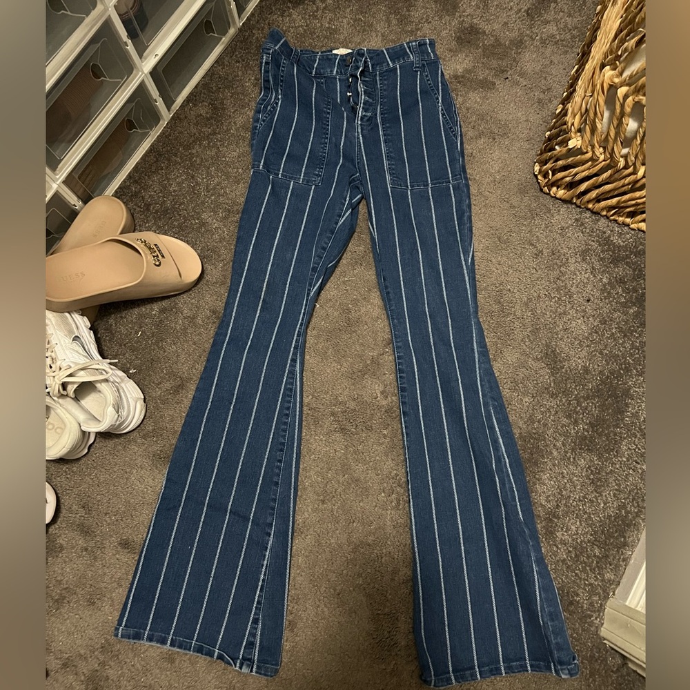 Gianni Bini Striped Flare Jeans